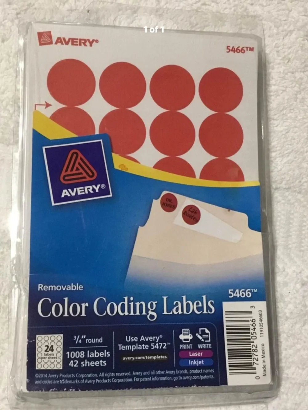 Lot of 3500 plus Avery Color Coding Labels, 3/4